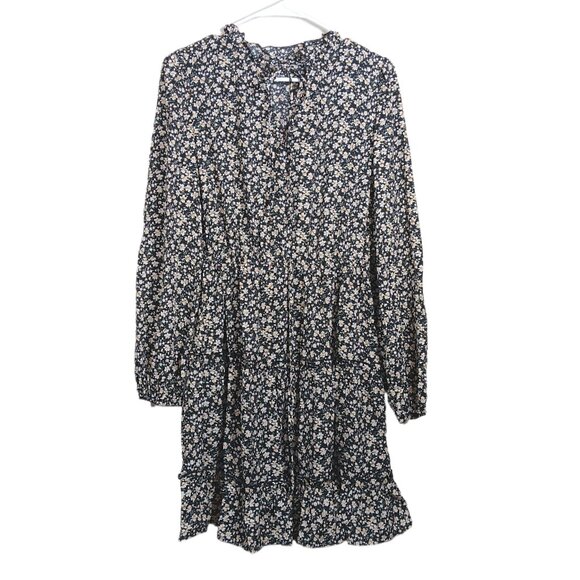CUPSHE Floral Midi Dress Women’s M Daisy Balloon Sleeve Tiered Ruffle Peasant - Picture 1 of 5